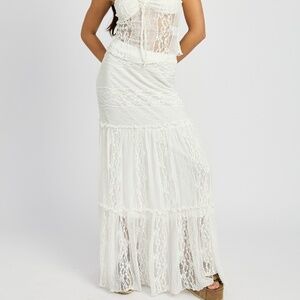 Ivory  Lace Maxi Skirt